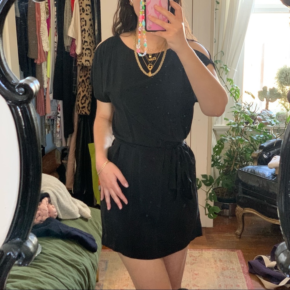 ❌SOLD❌ Joie Black 100% Silk Open Shoulder Dress